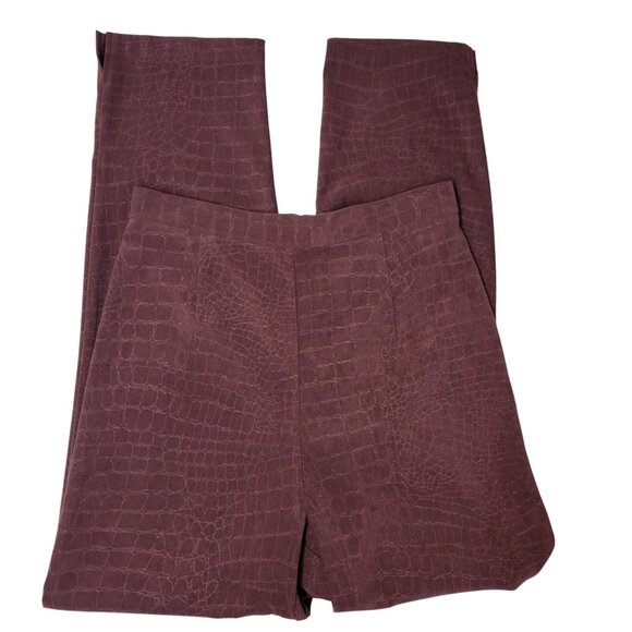 Crocodile Print Plum Purple Pants Women 9/10  Business Casual Retro Style Lounge - Picture 9 of 14